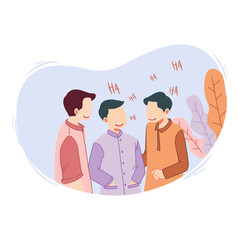 Three people talking and laughing