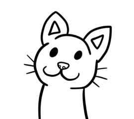 Stylized Adorable Happy Cat Doodle