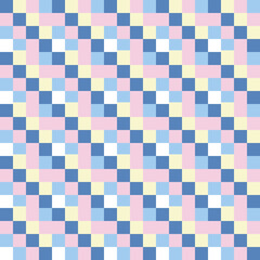 Colorful plaid vector backgrounds. Simple Vichy tartan in blue, yellow pink and white for tablecloth, picnic blanket, gift paper, flannel shirt, scrapbook print.