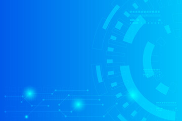 Abstract technology blue background with particles element of science and communication system. Futuristic computer concept and data information geometric.