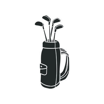 Golf Bag Icon Silhouette Illustration. Golfer Tools Vector Graphic Pictogram Symbol Clip Art. Doodle Sketch Black Sign.