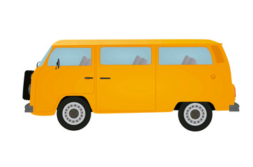 Orange retro van. vector illustration
