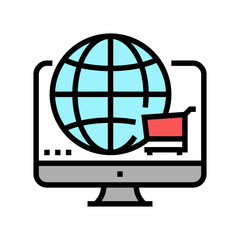 worldwide shopping color icon vector. worldwide shopping sign. isolated symbol illustration