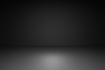 Fototapeta premium Empty black room or studio background for award ceremony Floor illuminated by spotlights. 3D illustration.