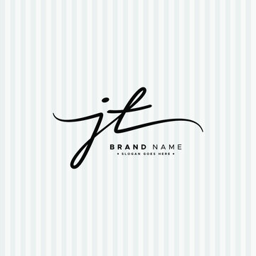 Initial Letter JT Logo - Handwritten Signature Logo