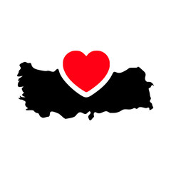 Turkey map and heart symbol glyph icon