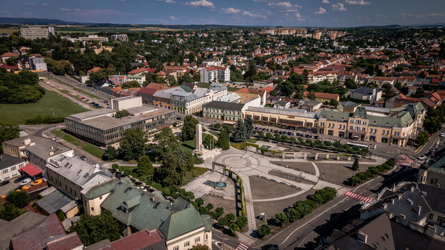 Aerial view of the town of Levice in Slovakia