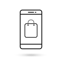 Mobile phone flat design with shopping bag sign.