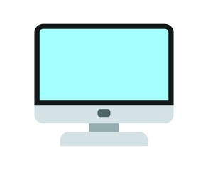 Computer monitor in trendy cartoon style icon isoalted on white background vector illustration. Computer screen show your business presentation on display device.For app, ads, web banner button ui ux.