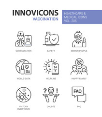 Vaccination - modern line design style icons set