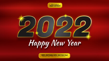 Fototapeta na wymiar Happy New Year Black Gold 3D Editable Text Effect