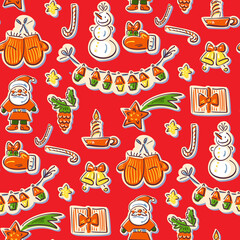 Seamless Christmas pattern in doodle style