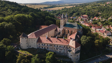 Fototapeta na wymiar Aerial view of the Hronsky Benadik monastery in the village of Hronsky Benadik in Slovakia