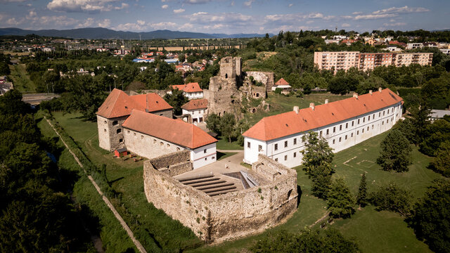 Aerial view of the castle in Levice, Slovakia