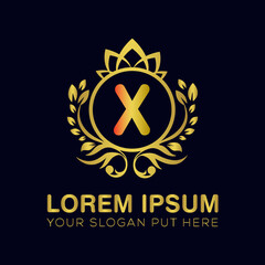 X letter luxury logo design template vector
