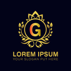 G letter luxury logo design template vector