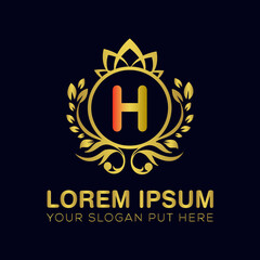 H letter luxury logo design template vector 