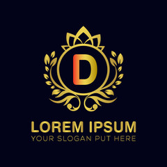 D letter luxury logo design template vector