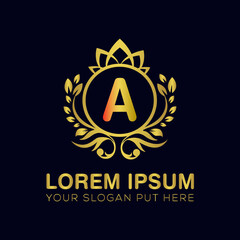 A letter luxury logo design template vector