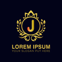 J letter luxury logo design template vector
