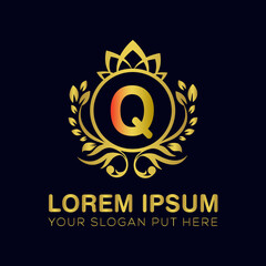 Q letter luxury logo design template vector