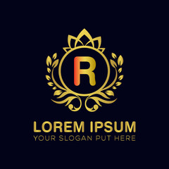 R letter luxury logo design template vector