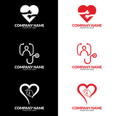 Heart icon with stethoscope. Health logo designs template, Hearth Health logo