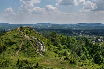 hilly landscape with view from Miedzianka