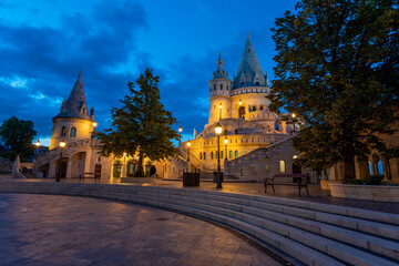 Naklejka na ściany i meble evening view on amazing architecture of Budapest in Hungary