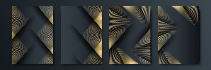 Gold and black luxury background design set