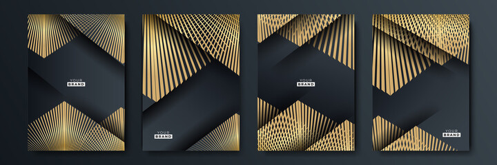 Gold and black luxury background design set