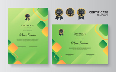 Modern colorful geometric certificate template with vibrant contrast color and abstract background