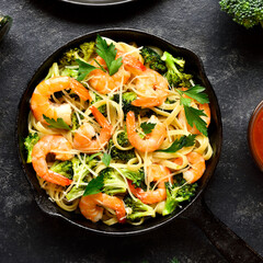 Shrimp and broccoli pasta