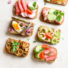 Open faced sandwiches