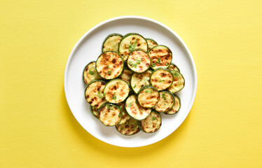 Roasted zucchini on plate