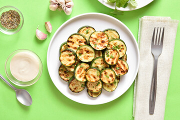 Fried zucchini on plate