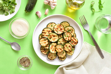 Grilled zucchini on plate