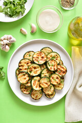 Fried zucchini on plate