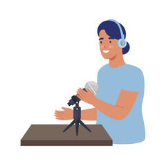 female podcaster icon