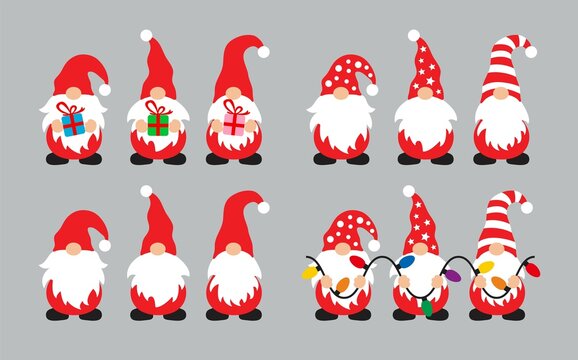 vector collection of gnome cartoon characters for christmas illustration