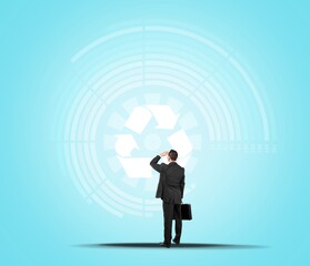 Concept of circular economy with businessman on the background