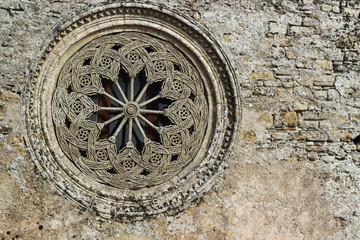 Rose window of Real Duomo in Erice, Trapani, Sicily, Italy