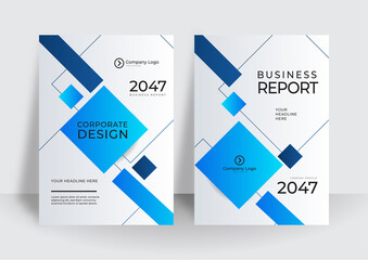 Modern blue cover design template. Brochure template layout design. Corporate business annual report, catalog, magazine, flyer mockup. Creative modern bright concept circle round shape