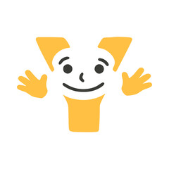 Letter y funny character with hands