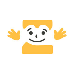 Letter z funny character with hands