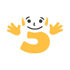 Number 3 funny character with hands