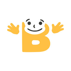 Letter b funny character with hands