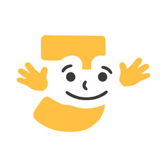 Letter j funny character with hands