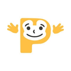 Obraz premium Letter p funny character with hands