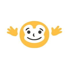 Letter o funny character with hands